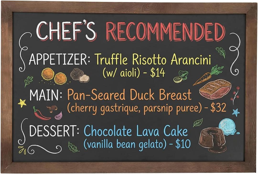 MyGift Large Chalkboard Sign with Rustic Brown Wood Frame 36 x 24, Hanging Erasbale Menu Board, Wedding and Event Chalkboard Signage