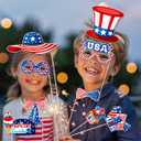 3 x Independence Day Photo Booth Props with Sticks,4th of July Photo Booth Props,Patriotic Party Decorations (25CT)