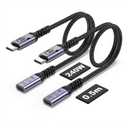 USB C Extension Cable 1.5FT (2 packs/240W/40Gbps/8K), Short USB 4.0 Extender Cable, 40Gbps High Speed Data Transfer Male to Female, 8K Video Display Compatible for MacBook Air M2 Pro/iPad/Magsafe/Hub