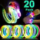 20 Pack LED Light Up Bracelets Glow in The Dark Party Supplies, Colorful Flashing Bracelet Light Up Toys Birthday Gifts Goodie Bags Fillers Pool Party Favors Toys Christmas Wedding Halloween Glow Sticks