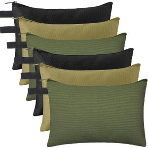 Eccliy 12 Pcs Canvas Tool Bag Pouch Zipper 16 oz Heavy Duty Utility Pouch Bag Multipurpose Storage Organizer 11.8" x 7.9" for Tools, Stationary, Craft, Electronics, Home & Workshop(3 Dark Color)