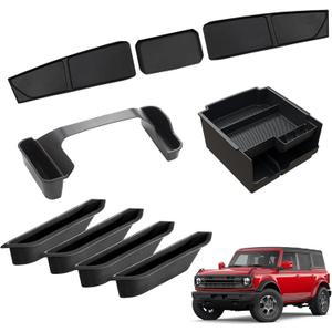 Mabett Storage Organizer Set for Ford Bronco 2025,2026 Accessories with Central Control Storage Set, Door Handle Storage Compatible with Ford Bronco (4 PCS Set)
