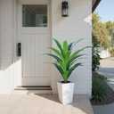 4FT Artificial Dracaena Tree with White Tall Planter-Tall Potted Faux Plants Indoor -Fake Floor Plant for Home Office Living Room Outdoor