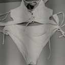 ZAFUL Women's Cheeky Bikini Set 2 Piece Sexy String High Cut Swimsuits Lace Up Tie Side Bathing Suits 2025 (Medium, White)