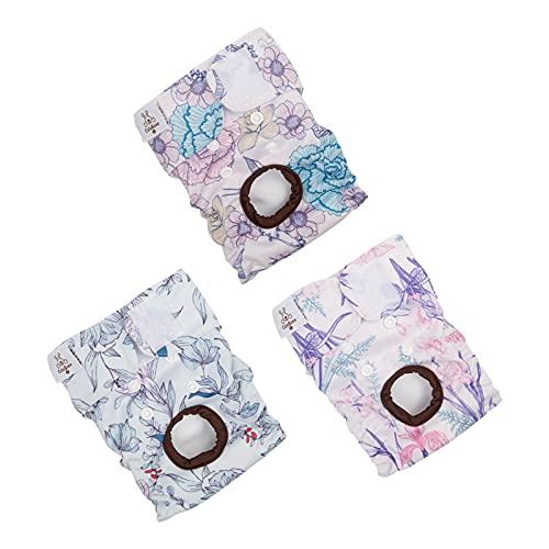 CuteBone Dog Diapers Female Washable Small Medium Large 3 Pack Reusable Doggie Diapers Puppy Period Pants for Doggy Heat Cycle Peeing, XS