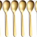 Matte Gold Demitasse Espresso Spoons, Stainless Steel Satin Finish Coffee Spoons, Mini Teaspoons, Sugar Spoons, 4.7-inch, Set of 6, 6-PIECE
