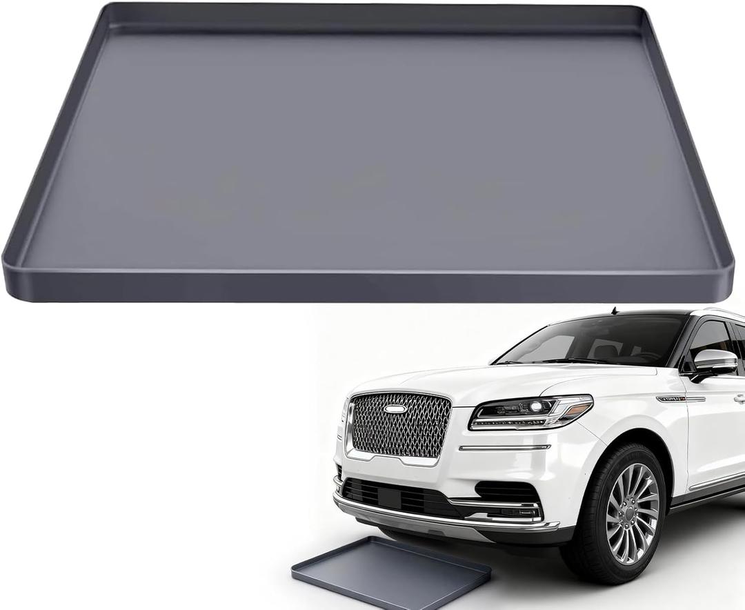 Oil Drip Mat for Under Car, 34x22in Silicone Oil Spill Mats for Garage Floor, No Splatter Non-Slip Oil Catch Pan Driveway Oil Drip Tray,Easy to Clean-Grey