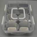 Snackle Box Container, Stainless Steel Divided Serving Tray with Lid and Handle, 8 Compartment Portable Snack Platters - Clear Storage Organizer for Fruit Candy Nuts Veggie - Perfect for Travel Party