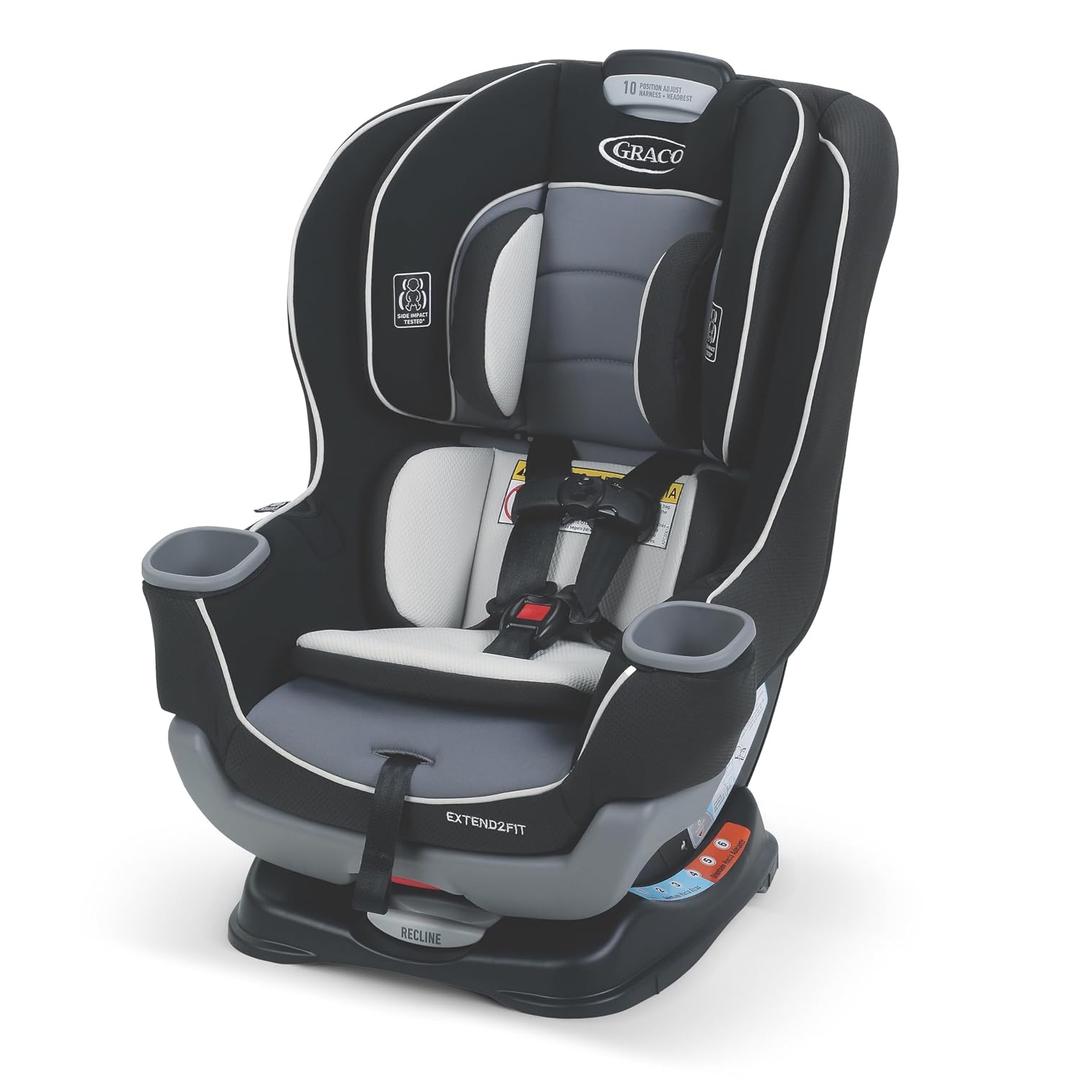 Graco Extend2Fit Convertible Baby Car Seat, Rear and Forward Facing, Adjustable Extension Panel for Extra Legroom, Gotham, Manufactured date:  03/15/2024