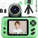 Makolle Kids Camera, Birthday Gifts for Boys and Girls Age 3-8,Video Recorder for Kids 8-12,Childrens Digital Camcorder for vlogging Portable Kids Selfie Camera with 32GB SD Card Green