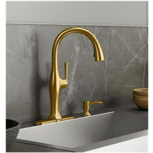 KOHLER Sundae Single-Handle Pull Down Sprayer Kitchen Faucet in Vibrant Brushed Moderne Brass
