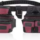 Nylon and Leather Tool Belt | Framing Tool Bags | Nylon Tool Pouch | Carpenter Tool Belts | Construction | Framers | Electrician Tool Belt (Maroon 1650)