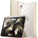 JETech Case ONLY for iPad Air 11-Inch M4/M3/M2 (2026/2025/2024), iPad Air 5/4 (2022/2020 5th/4th) with Pencil Holder, Clear Transparent Back Slim Stand Shockproof Tablet Cover (Starlight)