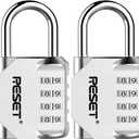 RESET-060 2 Pack 4 Digit Combination Lock Outdoor Padlock for School Gym Sports Locker Fence Toolbox Gate Suitcase Hasp Sliver