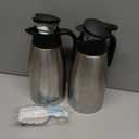 2 PCS 68 OZ Thermal Coffee Carafe Stainless Steel Creamer Pitcher Double Walled Vacuum Insulated Pitcher Thermal Hot Pot Flask with Brushes for Keeping Hot Coffee Tea (Silver)