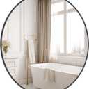 HOMECOOKIN Round Wall Mirror 28" Black Circle Mirror for Bathroom with Metal Framed, Round Gold Mirror for Wall Decor, Vanity, Entryway Living Room