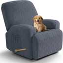 VANSOFY Recliner Chair Covers, 4-Pieces Stretch Recliner Cover Jacquard Soft Reclining Chair Slipcover Furniture Protector with Elastic Bottom for Lazy Boy Recliner(Gray) (1 Seat-Standard, Grey)