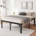 Hunlostten 14in High Queen Bed Frame No Box Spring Needed, Heavy Duty Metal Platform Bed Frame Queen Size with Round Corners, Easy Assembly, Noise Free, Black