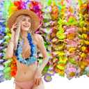 36PCS Hawaiian Leis Decorations,Leis for Luau Party Decor,Tropical Hawaiian Bulk Hula Dance Party Decor,Colorful Flower Necklace Summer Beach Pool Birthday Theme Party Favors Supplies