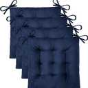 4 Pack Chair Cushions for Dining Chairs 18x18 inch Seat Cushions for Kitchen Chairs Soft and Comfortable Square Chair Pads with Ties, Navy