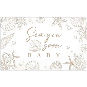 72x43inch Sea You Soon Backdrop Ocean Under the Sea Shell Starfish Photography Background Baby Shower Gender Reveal Party Decorations Photo Banner Props