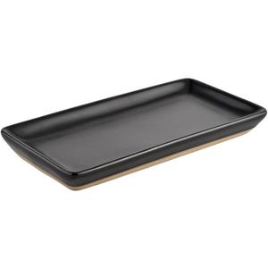 Sweet Water Decor Matte Black Stoneware Tray | Kitchen and Bathroom Dispenser Holder | Jewelry Dish | Glass Soap Holder for Bottles | Long Plate for Counter Tops | Vanity Decor