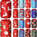CHENGU 14 Pcs Christmas Beer Can Cooler Sleeves 12oz Funny Neoprene Xmas Beer Can Cover Non Slip Reusable Colored Drink Soda Covers for Christmas Party Supplies