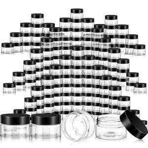 200 Pcs 1 oz Black Empty Bulk Plastic Container Jars with Lid Leak Proof Round Plastic Jars Small Cosmetic Travel Containers for Storage Makeup Creams Lotion Ointments