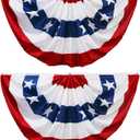 HOOSUN 4th of July Decorations,American Flag Bunting for Outside,Patriotic Fourth of July Bunting Memorial Day Decorations,USA Pleated Fan Flag 1.5x3 FT,Red White and Blue Buntings Banner 2 Pack