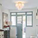 Modern Flush Mount Glass Ceiling Light, Gold Hallway Lights Vintage Chandelier, 4-Light Unique Light Fixture for Bedroom Entryway Loft Kitchen Laundry Bathroom Farmhouse