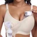 As Fairy Wireless Seamless Pumping Bra Hands Free Nursing Bra Wirefree Comfort Wearable Breast Pump Brass (X-Large Plus, Beige)