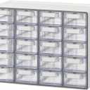 Blue Ginkgo Small 20-Drawer Cabinet – Stackable Clear Organizer for Hardware, Beads, Plastic Bricks, Office, and Craft Storage (Gray)