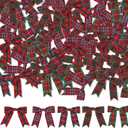 50 Pcs Christmas Gingham Ribbon Bows with Twist Tie Red and Green Buffalo Check Premade Bows for Gift Wrapping Basket Wedding Baby Shower Brithday Party (2.5", Christmas)