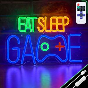 Enhon Game Neon Sign, EAT SLEEP GAME Wall Decor Glow at Night Neon Light for Gamer Boy Game Room Decor Bedroom Wall Gaming Wall Decoration (Blue)
