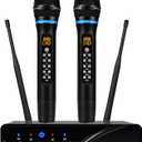 KITHOUSE J10 Wireless Microphone Karaoke System Rechargeable, UHF Metal Cordless Microphone Handheld with Volume Echo Treble BASS Control and Receiver Box for Singing Karaoke Speech Meeting