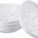 MECCANIXITY Round Plastic Design Bowl 6.5 Inch Flower Arrangement Base for Centerpiece Decorating, White Pack of 4