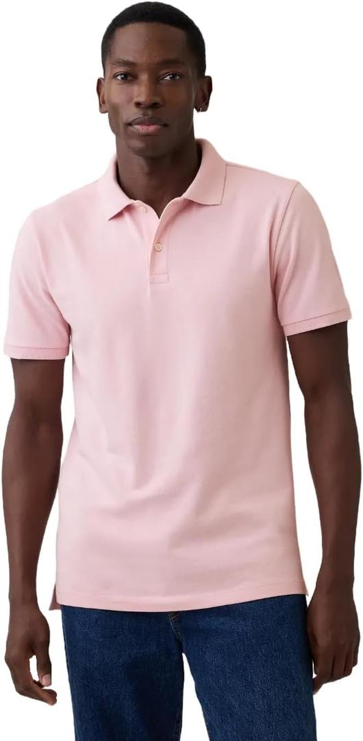 Gap Men's Stretch Pique Polo Shirt (XX-Large, Pure Pink)