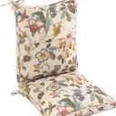 Set of 4 Outdoor Dining Chair Cushions, Comfort Patio Seating Cushions, 44 x21x4.5 inch, Single Welt and Zipper (Khaki Floral Essence), 4 Pack