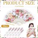 Geelin 50 Pcs Hand Lace Foldable Fans Bulk for Women with Organza Bag Lace Folded Hand European Retro Fan Bridal Dancing Prop Wedding Party Favors for Dancing Tea Party(Colored Rose,White)