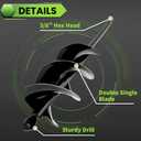 3"x12" Black Twin Auger Drill Bit Wide & Fast Double Spiral Drill for Planting & Posts Heavy Duty Steel with Hex Shank