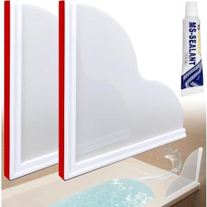 Shower Corner Water Guard, Large Size Tub Shower Water Guard, Shower Splash Guards,Bathtub Splash Guard Self-Adhesive Tub Guards to Keep Water in Tub (2pcs)