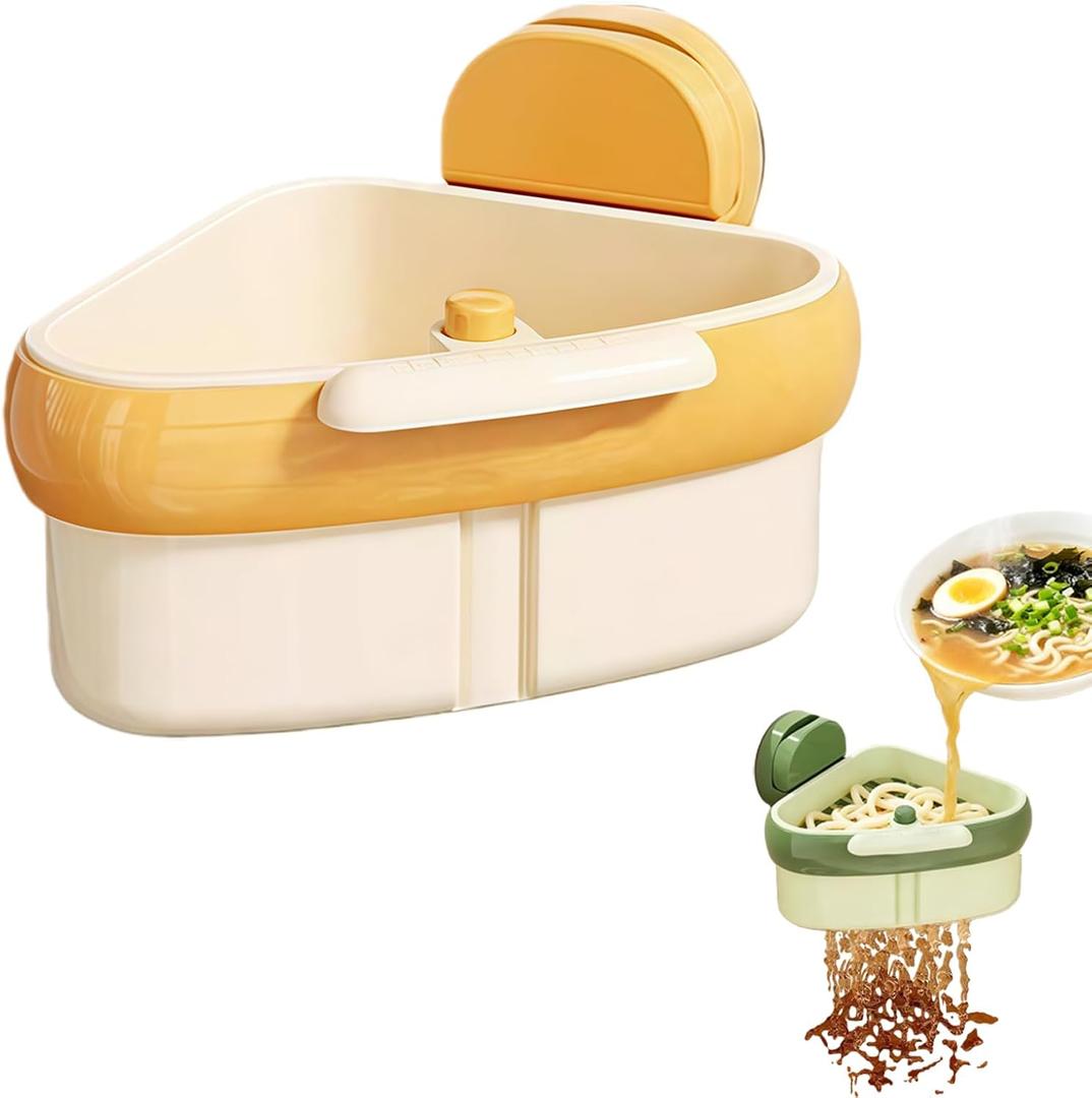 Suction Cup Kitchen Sink Caddy  Triangular Sink Drain Basket & Strainer  Small Corner Sink Trash Catcher for Vegetables, Fruits, Sponges, Soap  Space-Saving Organizer (1, Yellow)