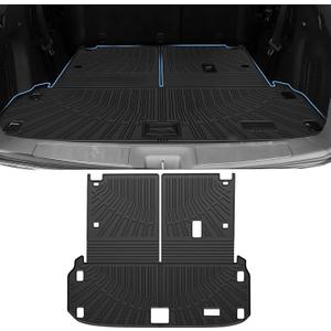 Pathfinder Cargo mat - Trunk Mat for Nissan Pathfinder 2013-2020/2014 Infiniti JX35/2014-2020 QX60, All Weather Trunk Mat & Backrest Mat for Pathfinder Accessories, Heavy Duty Rubber Mats