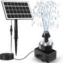 Jutai Solar Fountain Kit White Lights,3.5W Glass Solar Water Pump with 2000mAH Battery, Solar Bird Bath Fountain with Sucker and Stake for Garden, Outdoor, Water Feature-16.4ft Power Cord,7 Nozzles