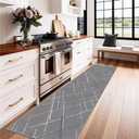 Gray Runner Rug Ultra Non-Slip 2x8 Washable Entryway Rug Modern Tear and Stain Resistance No Pile Hand-Woven Style Lightweight Runners for Hallways, Kitchen, Laundry Room, Bedside, Gray