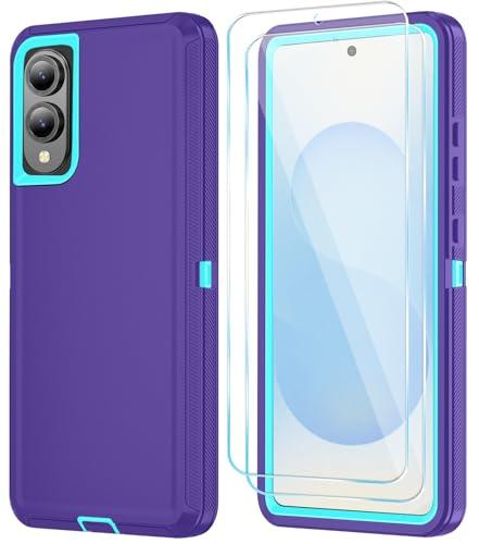 ONOLA Compatible with Samsung Galaxy S25 Edge Case with HD Screen Protector, Heavy Duty Shockproof & Dropproof 3-Layer Cover Phone Case for Galaxy S25 Edge (Purple/SkyBlue)