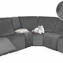 HDCAXKJ Reclining Sectional Couch Covers Velvet L Shaped Sectional Sofa Cover Washable Stretch Soft Corner Recliner Slipcover with Non-Slip Elastic Bottom (5 Seat and 1 Middle Console, Dark Gray)