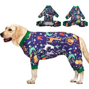 LovinPet Big Dog Outfits, Anti Licking, Dog Wound Care/Surgery Recovery Clothes, Lightweight Stretch Jersey Knit, Animal Kingdom Blue Print, Large Breed Dog Clothes, Pet PJ's/XL (Green) LovinPet Big Dog Outfits, Anti Licking, Dog Wound Care/Surgery Recovery Clothes, Lightweight Stretch Jersey Knit, Animal Kingdom Blue Print, Large Breed Dog Clothes, Pet PJ's/XL (Green)