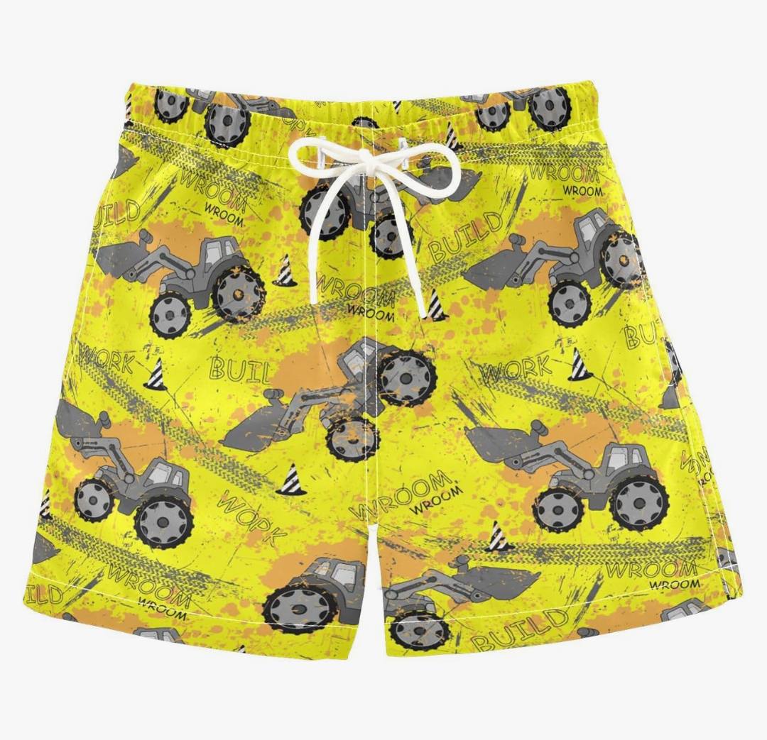 Boys Swim Trunks Cartoon Tractor Beach Board Shorts Quick Dry Swimsuit Bathing Suits with Mesh Lining Boys Swim Trunks Cartoon Tractor Beach Board Shorts Quick Dry Swimsuit Bathing Suits with Mesh Lining