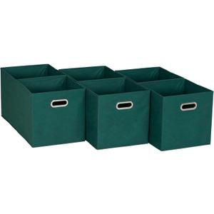 Household Essentials 6 ct Open Fabric Cube Storage Bins, Forest Green (11 L x 11 W x 11 H)